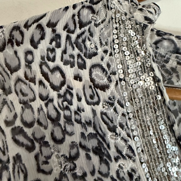 Chico's Black & White Leopard Print 100% silk Women's Tunic size XL (3) - Picture 5 of 13